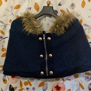 Faux Fur Trimmed Hoodie Sz OS